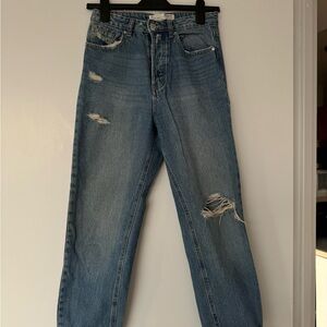 Stradivarius Distressed Blue Mom Style Jeans